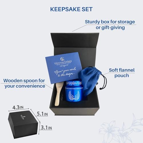 Blue Urn Mini Memorial Gift Set with Memory Frame and Sympathy Card