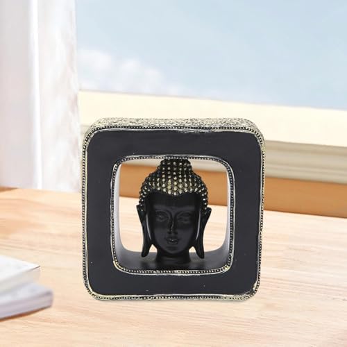 Fenteer Buddha Head Statue Resin Decor Figurine