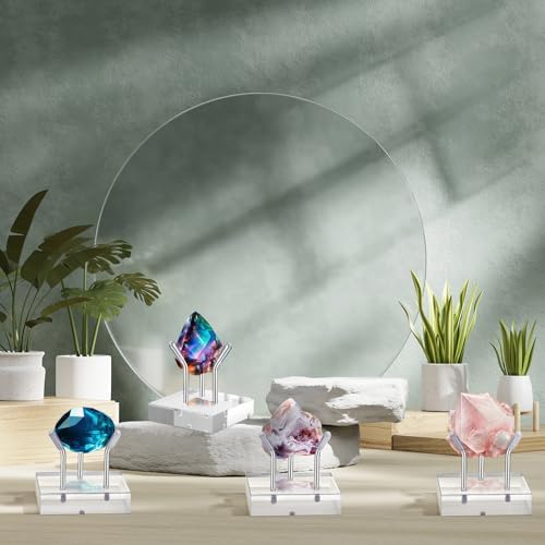 Weysat 4 Pack Acrylic Display Stands with 3 Peg Easel Base
