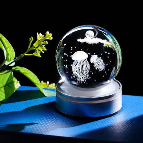 Movdyka 3D Crystal Jellyfish Night Light Decor