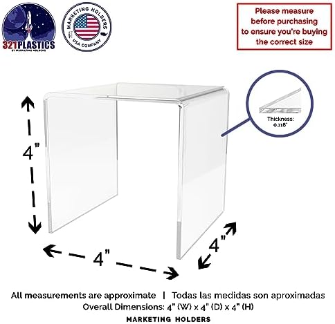 Clear Acrylic Riser Stand 4 Inch Square Platform Pedestal