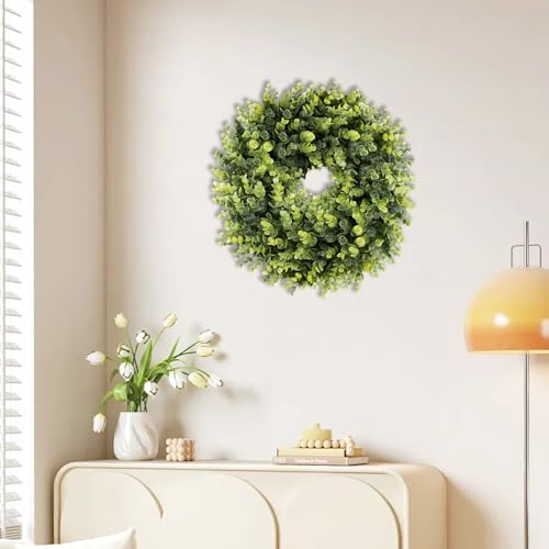 Boxwood Wreath for Front Door and Wall All Seasons 16-18 Inches