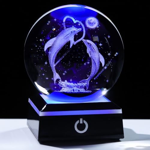 3D Crystal Ball Dolphin Night Light Decor