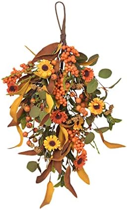 Fall Harvest Teardrop Swag Artificial Autumn Decor