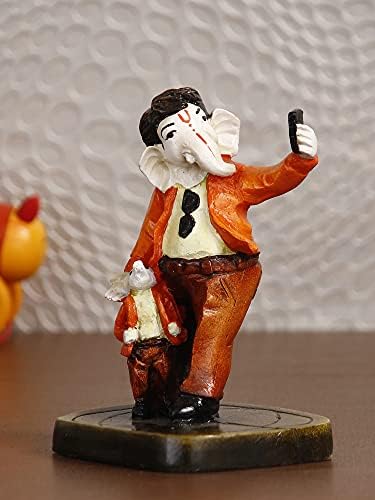 Handcrafted Polyresin Lord Ganesha Selfie Idol Decor Showpiece