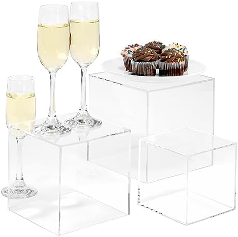 Red Co Crystal Clear Acrylic Cube Display Riser Stands 3-Pack