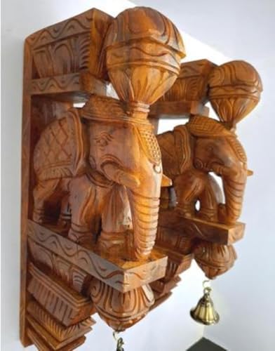 Wooden Elephant Wall Bracket Decor Pair