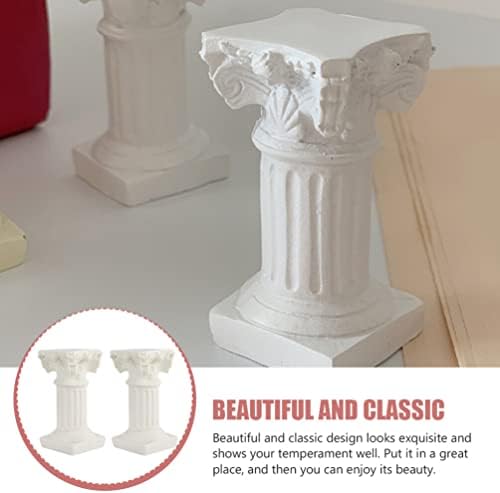 Roman Pillars Mini White Resin Figurine Set for Home Decor