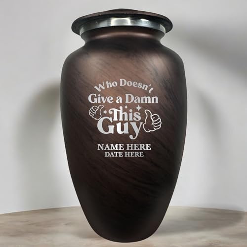 Custom Large Adult Cremation Urn with Name and Funny Design - 200 Cubic Inch Brown