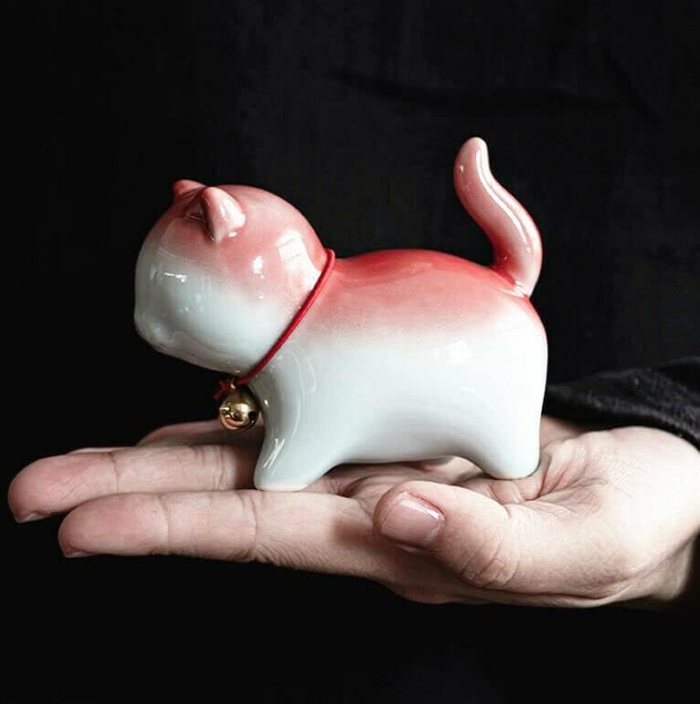 EatingBiting Ceramic Tea Pet Cute Lucky Cat Ornament