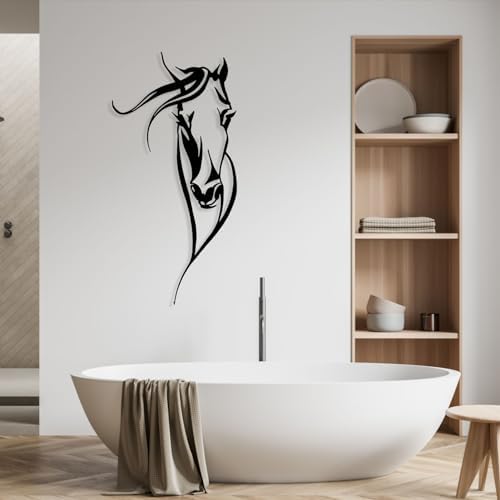 Cadeali Horse Wall Art Metal 30x15 Black
