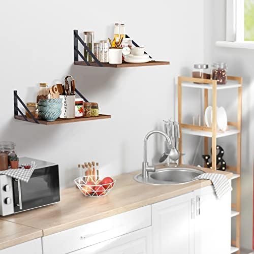 2 Pc Deep Floating Shelves Rustic Brown 12 Inch Deep