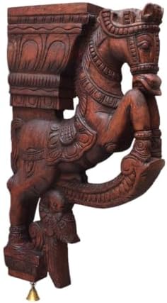 Vaagai Wood Horse Wall Bracket Traditional Decor for Home and Living Room