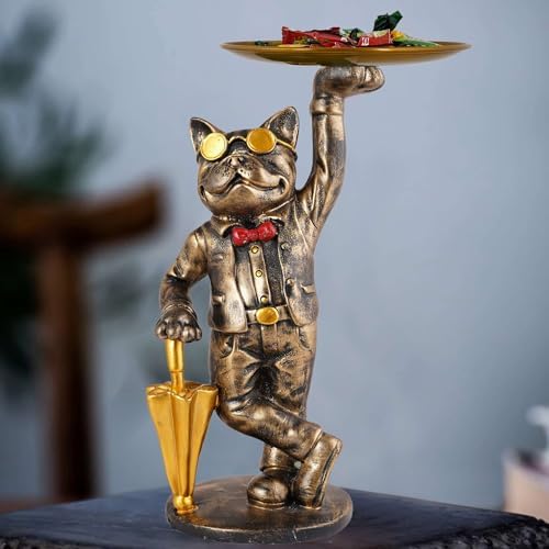 Cute Cool Dog Showpiece with Plate for Home Decor