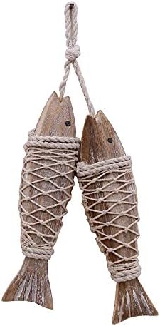 Antique Wood Fish Wall Hanging Decor Sculpture