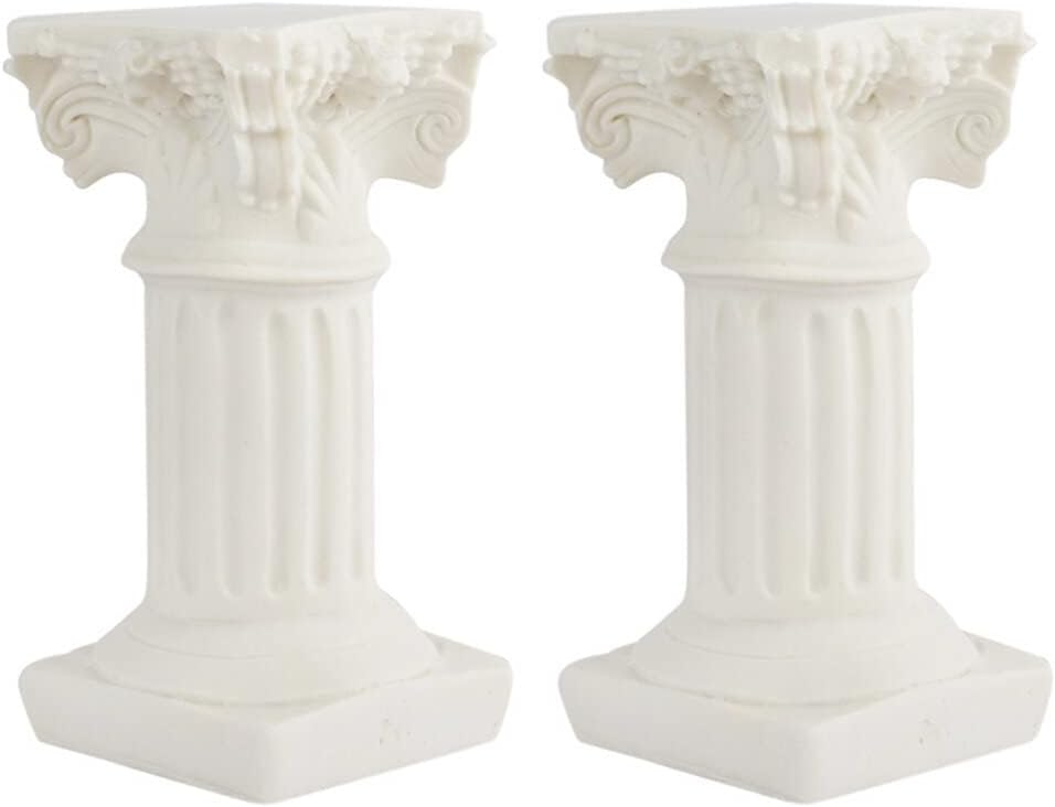 Roman Pillars Mini White Resin Figurine Set for Home Decor