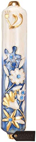 Matashi 55 Inch Hand Painted Mezuzah with Gold and Crystal Embellishments