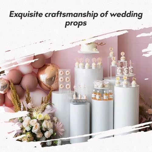 Baotree 3pcs White Cylinder Pedestal Stands