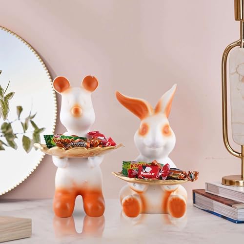 Set of Two Decorative Rabbit Statues for Home Decor 1