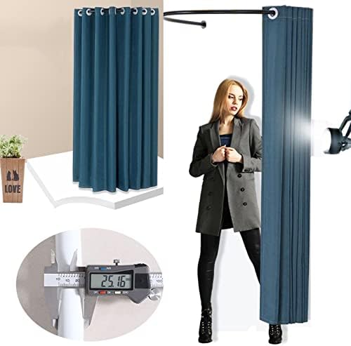 Dark Green Portable Fitting Room with U-Shaped Metal Track