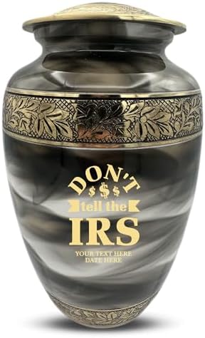 Custom Cremation Urn with Engraved Name and Dates Humorous Office Design 200 Cu In Capacity