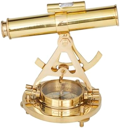Deco 79 Brass Metal Telescope with Compass Base