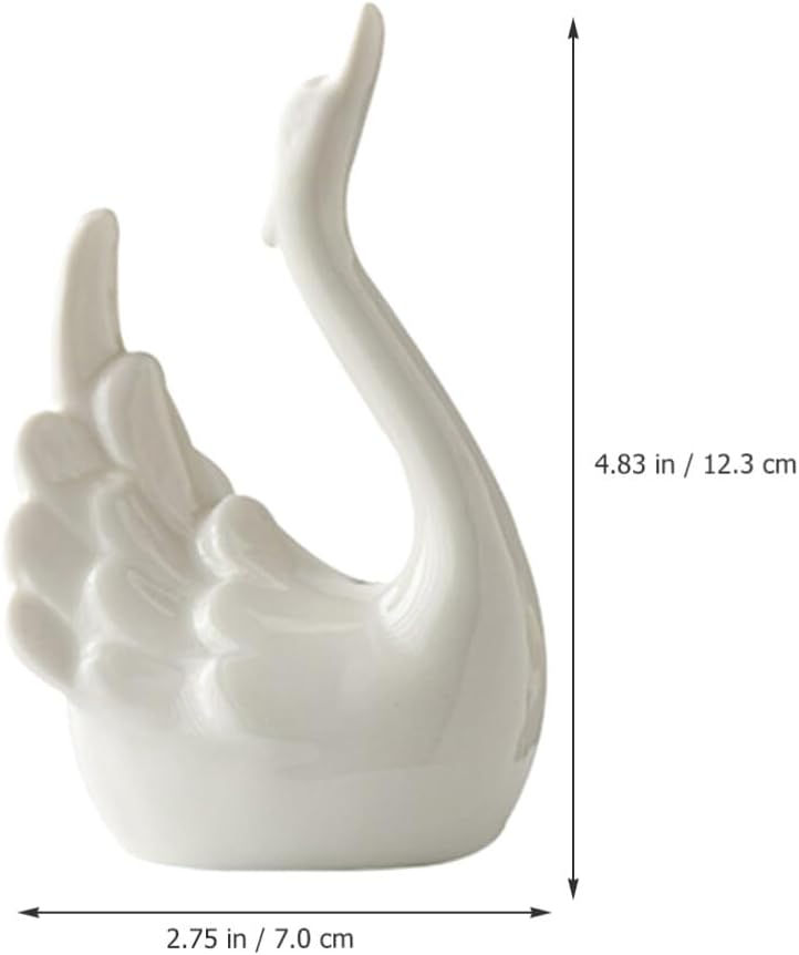 Kichvoe Swan Sculpture Decor 2pcs Ceramic Figurine Couple Table Decorations