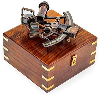 Brass Sextant with Rosewood Box - Decorative Nautical Tool