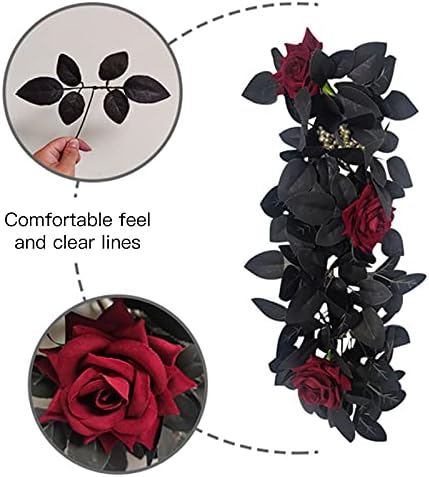 Belupai 24in Black Halloween Floral Swag Wreath