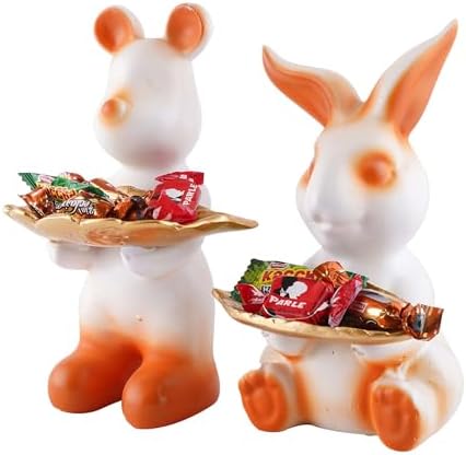 Set of Two Decorative Rabbit Statues for Home Decor 1