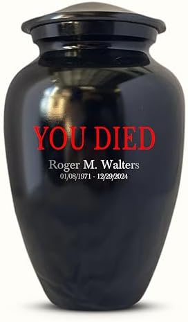 Personalized Gaming Cremation Urn with Custom Name and Date Black 200 Lbs Capacity