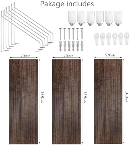 MITIME Floating Shelves Set of 3 Rustic Solid Wood Wall Storage Shelves