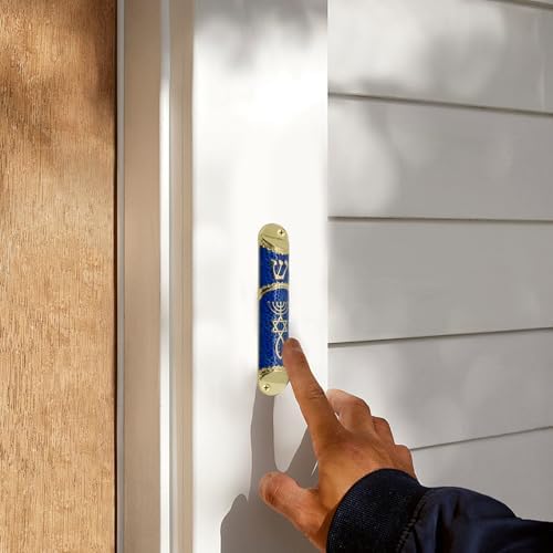 MrMrKura Blue Mezuzah with Scroll Door Decor