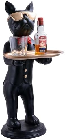 Resin Cool Dog Sculpture with Plate for Home Decor