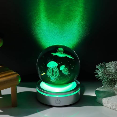 Movdyka 3D Crystal Jellyfish Night Light Decor