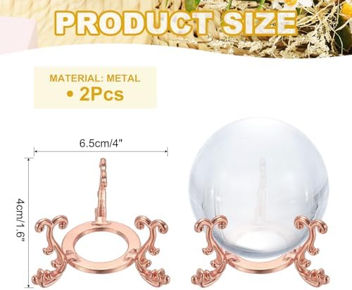 Uxcell 2pcs Rose Gold Crystal Ball Display Stand