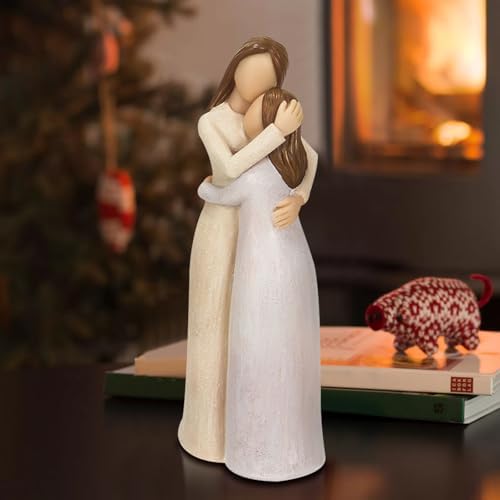 Mother and Daughter Figurines Resin Sculpted Hand Painted Home Decor Statue