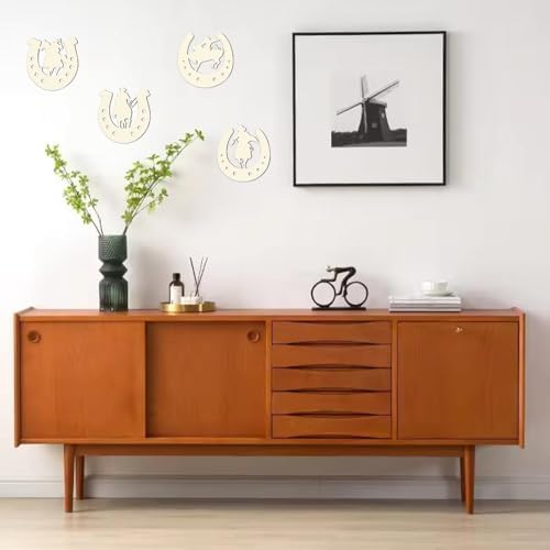 24 Pcs Western Horseshoe Wall Decor Set - Rustic Wooden Horse Shoes for DIY Crafts Cowboy Party Decor