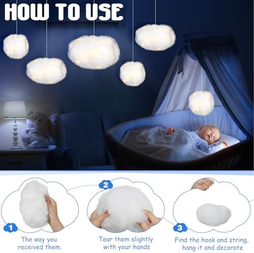 Tatuo 6 Pcs LED Artificial Hanging Clouds Decorations