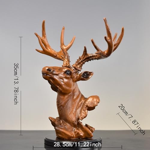 Fenteer Deer Head Figurine Desktop Decor Sculpture