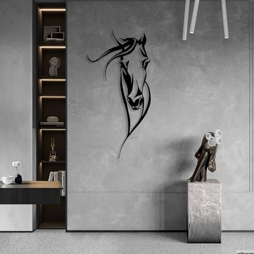 Cadeali Horse Wall Art Metal 30x15 Black