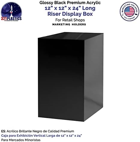 12 x 12 x 24 Acrylic Cube Display Stand Black