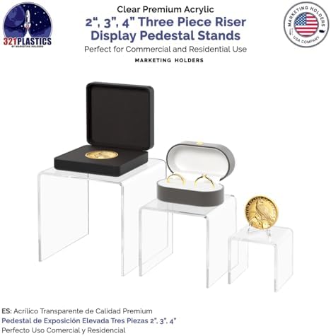 2 Pack Acrylic Riser Display Stands for Jewelry Collectibles
