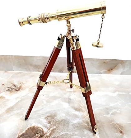 Vimal Nautical Brass Telescope with Wooden Tripod Stand
