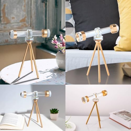 Modern Handmade Crystal Telescope with Brass Bracket