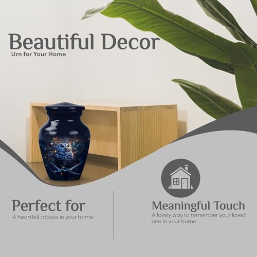 Yasubjag Blue Owl Mini Cremation Urns for Ashes 3 Inch 4 Pcs