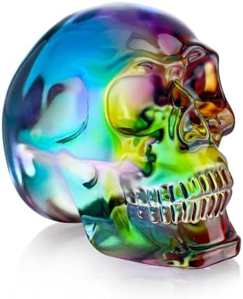 3 Inch Multi-Color Crystal Skull Statue for Home Decor