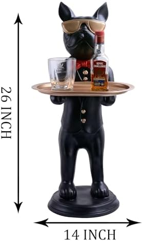 Resin Cool Dog Sculpture with Plate for Home Decor