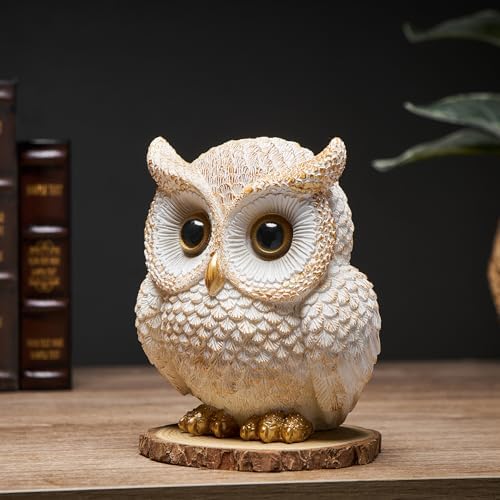 Octdays White Owl Statue Decor for Home Office Living Room