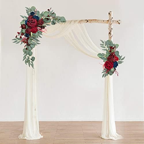 2Pcs Artificial Yellow Sunflower Swag with Eucalyptus Leaves Wedding Decor